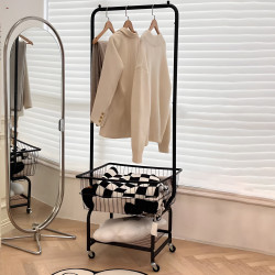 Metal Clothing Rack with Storage Basket